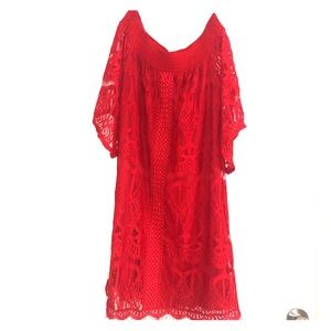 Red lace off shoulder dress never worn